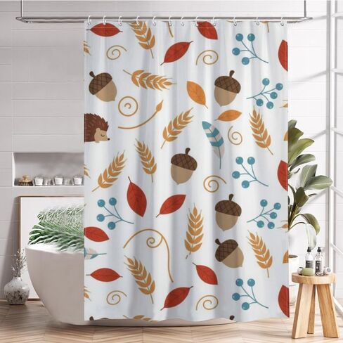 ستارة حمام مطبوعة على شكل قنفذ مع خطافات، ستارة دش شاطئ صيفية مقاومة للماء، قماش قابل للغسل، ستائر جمالية للعطلات، ديكور بسيط للعطلات 72 × 72 بوصة in Kuwait