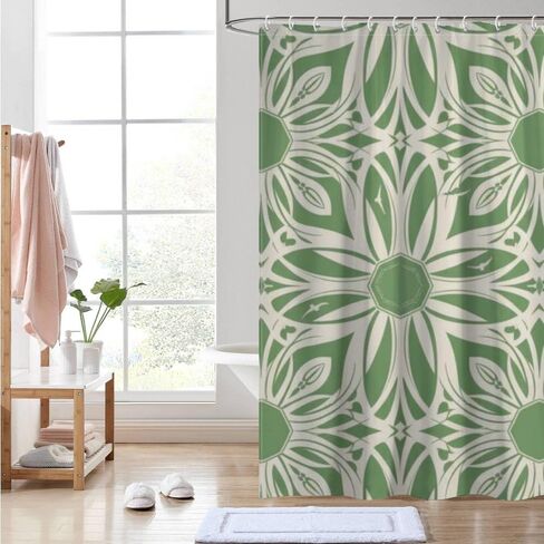 ستارة دش للحمام بتصميم بسيط مع خطافات، ستارة دش للشاطئ مقاومة للماء للصيف، ستائر بوهو من القماش قابلة للغسل للحمام مجموعة حديثة 60 × 72 بوصة in Kuwait