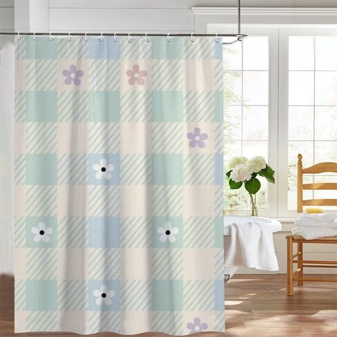 أنماط الأزهار الملونة ستارة دش مضحكة مع السنانير، الصيف ستارة دش الطبيعة للماء، النسيج قابل للغسل عطلة الستائر الفاخرة للحمام لحوض الاستحمام ديكور مجردة 72 × 72 في in Kuwait