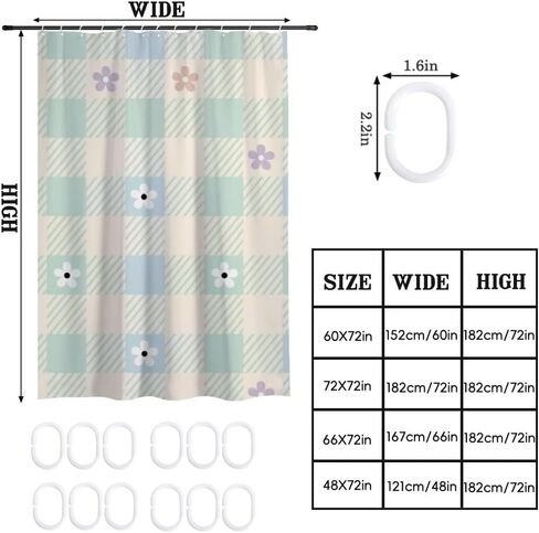 أنماط الأزهار الملونة ستارة دش مضحكة مع السنانير، الصيف ستارة دش الطبيعة للماء، النسيج قابل للغسل عطلة الستائر الفاخرة للحمام لحوض الاستحمام ديكور مجردة 72 × 72 في in Kuwait