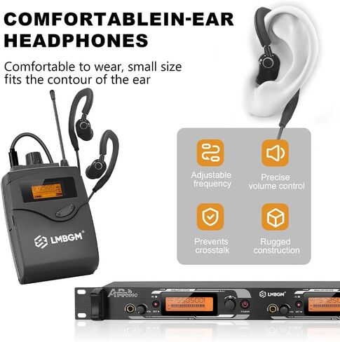 AR2090 Mono UHF Dual Channel Wireless in-Ear Monitoring System Ideal for Recording Studios, Churches, and Band Performances. (2 Channel, 2Bodypack) in Kuwait