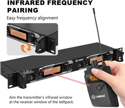 AR2090 Mono UHF Dual Channel Wireless in-Ear Monitoring System Ideal for Recording Studios, Churches, and Band Performances. (2 Channel, 2Bodypack) in Kuwait