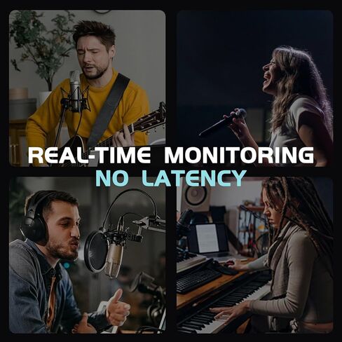 Wireless In-Ear Monitor System, Pro UHF Stereo/Mono IEM for Musicians with Metal Transmitter & Rechargeable Receiver, 10 Selectable Frequencies, TFT display, 164 ft Range for Studio, Band, and Stage in Kuwait