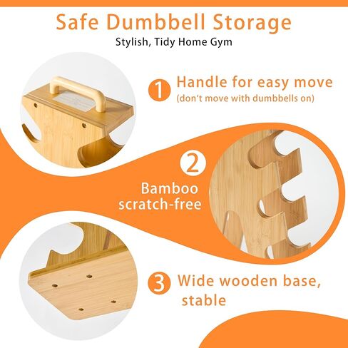 حامل دمبل خشبي لتخزين صالة الألعاب الرياضية المنزلية - حامل على شكل حرف A موفر للمساحة لتنظيم أوزان 8-15 رطل، ويحمي الدمبل من الخدوش، وتخزين تمرين مدمج وأنيق (الرف فقط) in Kuwait