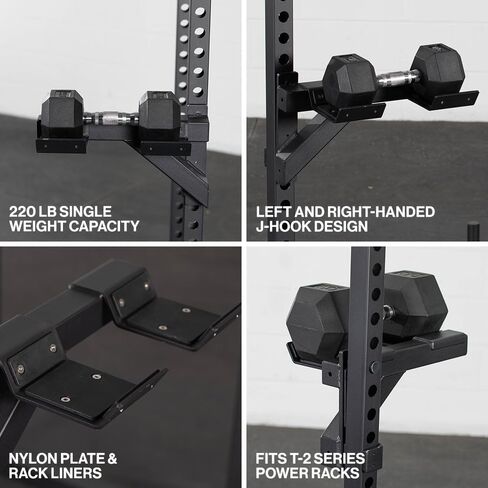 Titan Fitness T-2 Series Dumbbell Weight Bar Holders, Rack Mounted Spotter Arms, 440 LB Capacity, J-Hook Mounting with Nylon Cradle Liners, Strength Training Accessories in Saudi Arabia