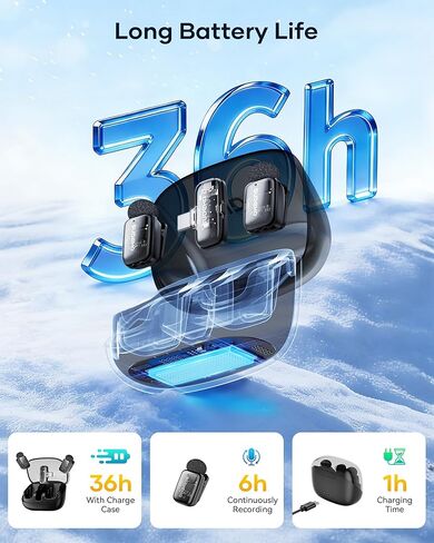 ميكروفونات Lavalier صغيرة لاسلكية لأجهزة iPhone iPad Android مع علبة شحن، وميكروفون USB C ذو طية صدر السترة مع تقليل الضوضاء ووضع تغيير الصوت لتسجيل الفيديو ومدونات الفيديو ومقابلة YouTube والدردشة أثناء اللعب in Kuwait