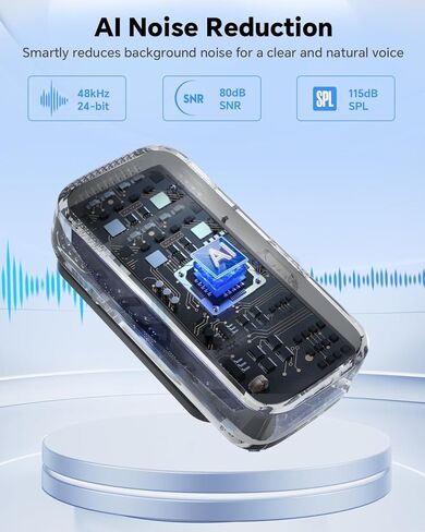 ميكروفون لافالير لاسلكي لهواتف iPhone/Android/الكمبيوتر المحمول/الكمبيوتر الشخصي، ميكروفون صغير على شكل طية صدر السترة مع علبة شحن بعمر بطارية 50 ساعة، نطاق 100 قدم وتقليل الضوضاء، لتسجيل الفيديو والبث وتيك توك in Kuwait