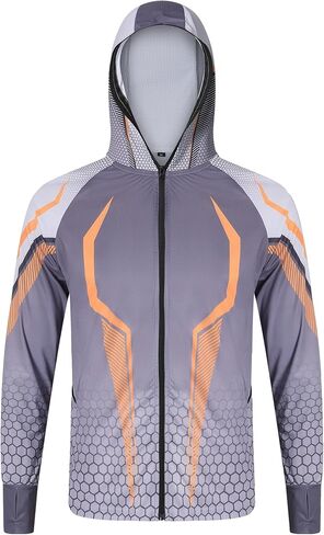 Men's Full Zipper Sun Protection Hooded Fishing Clothes, Outdoor Sunscreen clothing,Lightweight Long Sleeve Activewear in Saudi Arabia