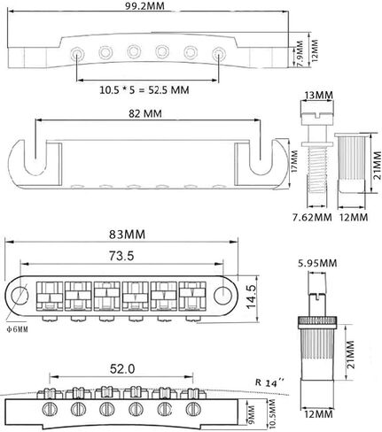مجموعة من جسر Tune-O-Matic وقطعة خلفية مع أزرار للجيتار الكهربائي على طراز GB LP (ذهبي) in Kuwait