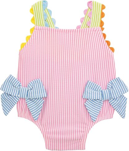 Mud Pie Baby Girl Baby Seersucker Bow One Piece Swimsuit in Saudi Arabia