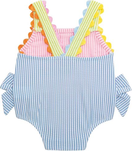 Mud Pie Baby Girl Baby Seersucker Bow One Piece Swimsuit in Saudi Arabia