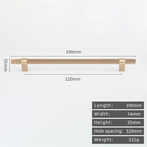 Brass Furniture Handles Striped Cupboard Wardrobe Drawer Kitchen Cabinet T-Bar Pull 1Pcs(8810-320) in Kuwait
