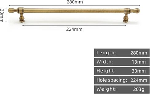 Retro Antique Brass Pull Kitchen Cabinet Bronze Long Handle Drawer Copper 1Pcs(1282-224) in Kuwait