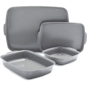 GreenPan Premiere Ovenware Healthy Ceramic Nonstick 4 Piece Bakeware Set, PFAS-Free, Rectangular, Square, Quarter, Half Sheet Baking Pans, Warp-Free, Oven Safe to 600F, Dishwasher Safe, Gray in Kuwait
