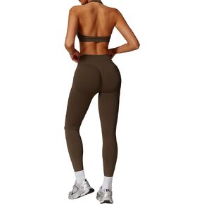 مجموعات تجريب Abociw للنساء Scunch Scunch بعقب رفع التأثير اللباس اللباد Halter Sports Bra 2 قطعة صالة رياضية in Saudi Arabia
