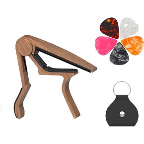 Guitar Capo, Capo for Acoustic Guitar 6 String and 12 String, Guitar Capo with Pick Holder and 5 Picks, Metal Capo for Ukulele, Mandolin, Banjo, and other String Instruments (Black) in Saudi Arabia