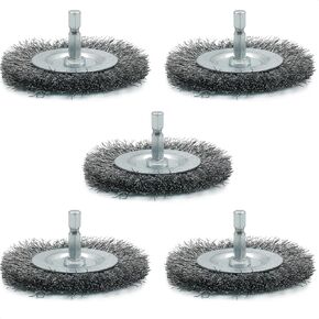 مجموعة 9 قطع من فرش الأسلاك للمثقاب، فرشاة تجعيد سلكية من الفولاذ الكربوني الخشن مع ساق سداسية مقاس 1/4 بوصة لإزالة الصدأ الشديد وتقشير الطلاء وكشط السطح in Kuwait