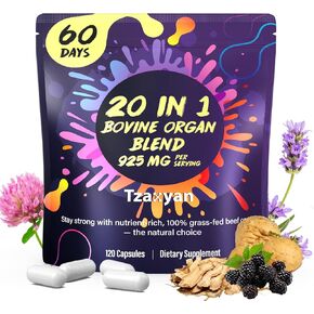 20-In-1 Beef Organ Supplement for Women, 925MG Grass Fed Beef Liver, Uterus, Ovary & 3 more with Maca, DIM, Black Cohosh, Vitamin & Mineral, Bovine organ Capsules for Hormone Balance, Energy, 60 Days in Saudi Arabia