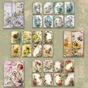 SIBLYMONA 90Pcs Antique Decoupage Paper for Crafts - Vintage Floral Botanical Rice Paper 3.9x5.5 Inch Scrapbook Junk Journal Supplies (MJHY, B) in Kuwait