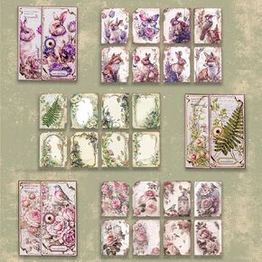 SIBLYMONA 90Pcs Antique Decoupage Paper for Crafts - Vintage Floral Botanical Rice Paper 3.9x5.5 Inch Scrapbook Junk Journal Supplies (MJHY, B) in Kuwait