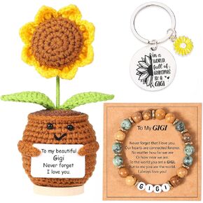 Lamyba Mom Gifts,Mothers Day Gifts for Mom,Handmade Positive Sunflower Doll Crochet with Card,Keychains,Bracelet and Gift Card,Birthday/Easter Gift in Kuwait