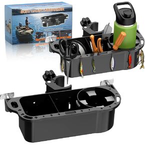 Boat Caddy Organizer, 3-in-1 Mount (Screw/Fishing Boat Track/Clamp-On), Removable Divider Card & Anti-Slip Pad, Fits 40oz Tumbler, for Boat Kayak Tree Stand Bicycle Walker Wheelchair in Saudi Arabia