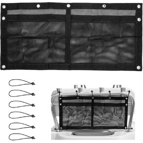 Upgrade Boat Storage Bag, Mesh Suspended Boat Seat Organizing Bag, Tackle & Life Jacket Boat Storage Organizer, Boat Storage Accessories for Boat/Truck SUV Travel Storage, 6 PCS Elastic Ring in Kuwait
