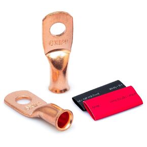 Wirefy 6 Gauge 1/4" Wire Lugs - Copper Cable Lugs - Battery Wire Connectors - Ring Terminals - Crimp Battery Cable Ends - 10 PCS in Kuwait