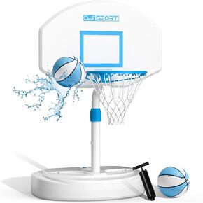 Pool Basketball Hoop Poolside,36 in White Finish Adjustable Basketball Hoop for Pool,Rust Proof Stainless Steel 15in Rim,2 Pool Basketballs Included in Kuwait