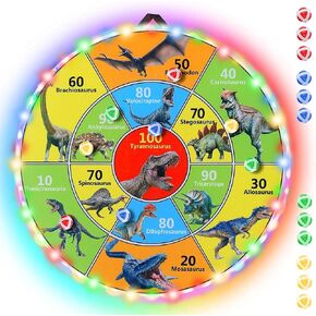 30 Inch LED Dart Board Kids Game,12PCS Sticky Balls,Indoor/Outdoor Sports Carnival Games Yard Party, Suitable for 3 4 5 6 7 8 9 10 Years Old Boys and Girls Birthday Gifts Dinosaur Toys in Kuwait