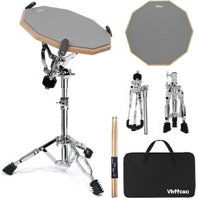 Upgraded 12 Inch Practice Drum Pad with Stand, Sticks and Drum Stick Bucket, Beginner Snare Drum Pad with Drumsticks(one pair) and Carrying Bag, Double Sided Silent Drum Pad (Black) in Kuwait