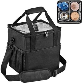 حامل مشروبات قابل لإعادة الاستخدام مع مقبض، حقيبة حامل أكواب القهوة المحمولة المعزولة بـ 4 أكواب مع حزام كتف وفواصل قابلة للتعديل، صينية قابلة للطي، علبة زجاجة مياه، مشروبات مشروبات، لتوصيل بورتا فاسوس بارا in Kuwait