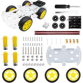 DIY Robot Smart Car Metal Chassis Kit 4WD Car Arduino Programming Kit with TT Motor Speed Encoder Learn Arduino/Microbit/Raspberry Pi for Adult Age 15+ (Unassembled) in Saudi Arabia