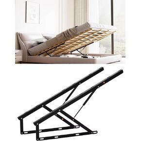 Heavy Duty Hydraulic Storage Bed Lift Mechanism Kit, 1 Pair of Folding Lift Up Hinges for Bed Frame & Sofa Bed, Space Saving Solution(Black,2ft/60cm) in Kuwait