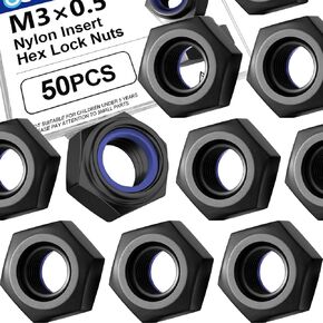 50 Pack M5 Lock Nuts, 304 Stainless Steel Black PVD Hex Nylock Nuts for Machinery and Construction Equipment in Kuwait
