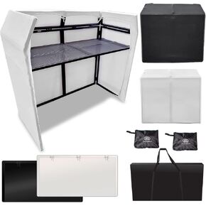 AxcessAbles DJ BOOTH XL 58" wide x 29" deep DJ Facade Table | Portable Extra Wide DJ Table Booth with Black and White Scrims, Carry Cases | Large DJ Controller Stand | Music Mixer Stand in Kuwait