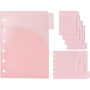 NatsumeBasics 8pcs أسود A7 Binder Pocket Dividers 4 علامات التبويب Mini Planner إدراج الأظرف النقدية PP لـ 6 مستلزمات ملحقات الموازنة (الأسود 3.5 ") in Kuwait