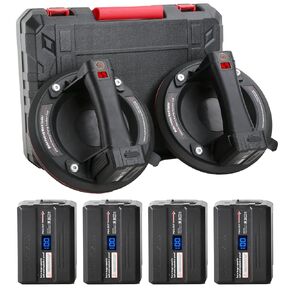 أكواب شفط كهربائية مقاس 8 بوصات للزجاج، أقصى حمولة 600 رطل، رافعة أكواب شفط للبلاط شديدة التحمل مع بطاريات 4 * 2400 مللي أمبير في الساعة، مضخة تشغيل تلقائية، شاشة عرض، لرفع الزجاج الكبير والبلاط والجرانيت والمعادن in Kuwait