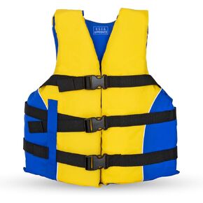 MW Watersports Youth Universal Life Vest, USCG Approved Type III Life Jacket for Kids, Great for Boating, Fishing, Tubing, & Other Water Sports. (Yellow, 50-90 lbs) in Kuwait
