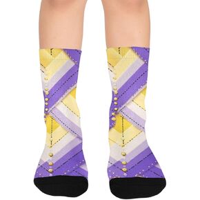 جوارب المشي لمسافات طويلة باللون الأرجواني الهندسي الحديث - جوارب شتوية حرارية سميكة دافئة للأطفال الصغار للأولاد والبنات للمدرسة، والارتداء اليومي والأنشطة الخارجية in Kuwait