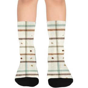 جوارب المشي لمسافات طويلة بطباعة مربعات فنية - جوارب شتوية حرارية سميكة دافئة للأولاد والبنات الصغار للمدرسة، والارتداء اليومي والأنشطة الخارجية in Kuwait