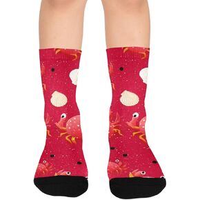 جوارب Art Red Crab Pal للمشي لمسافات طويلة - جوارب شتوية حرارية سميكة دافئة للأطفال الصغار للأولاد والبنات للمدرسة، والارتداء اليومي والأنشطة الخارجية in Kuwait