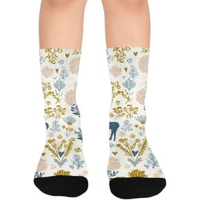 جوارب Pastel Deers Blooms للمشي لمسافات طويلة - جوارب شتوية حرارية سميكة دافئة للأطفال الصغار للأولاد والبنات للمدرسة، والارتداء اليومي والأنشطة الخارجية in Kuwait