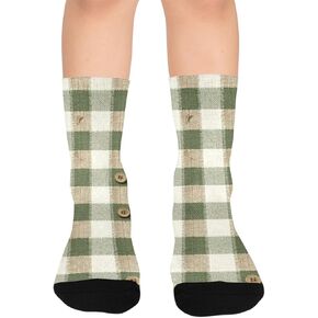 جوارب المشي لمسافات طويلة بطبعة مربعات ريفية خضراء - جوارب شتوية حرارية سميكة دافئة للأولاد والبنات الصغار للمدرسة، والارتداء اليومي والأنشطة الخارجية in Kuwait
