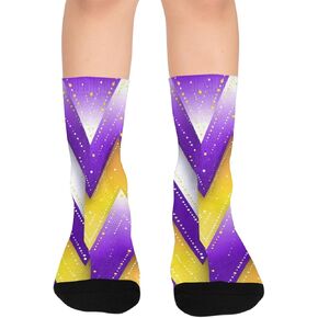 جوارب المشي لمسافات طويلة باللون الأرجواني والأصفر الهندسية الحديثة - جوارب شتوية حرارية سميكة دافئة للأولاد والبنات للمدرسة، والارتداء اليومي والأنشطة الخارجية in Kuwait