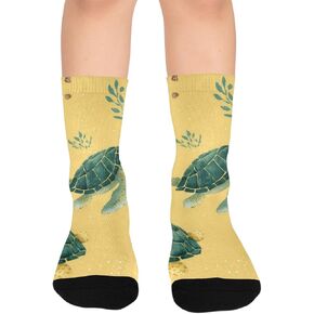 جوارب للمشي على شكل سلحفاة ذات قاعدة صفراء ليمونية - جوارب شتوية حرارية سميكة دافئة للأولاد والبنات للمدرسة، والارتداء اليومي والأنشطة الخارجية in Kuwait
