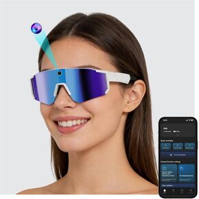 2026 Latest AI Smart Glasses with Camera, 8MP HD Running Sunglasses for Men & Women, Open-Ear Audio, AI Voice Assistant, Video Recording, Interchangeable Lenses, Sports Camera Glasses in Kuwait