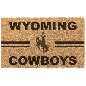 KH Sports Fan Wyoming Cowboys Team Logo ممسحة جوز الهند، 18x30 بوصة، سجادة رعاة البقر في الهواء الطلق؛ أظهر روح فريقك مع ممسحة أرجل وايومنغ كاوبويز الفريدة هذه in Kuwait