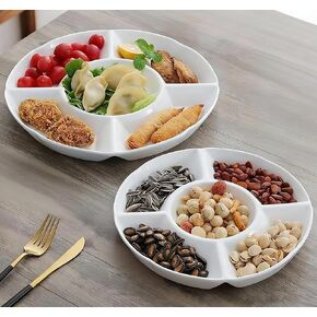 2 Pack Plastic Serving Trays for Party - Party Trays for Serving Food - 12 Inch Trays and Platters - Veggie Tray Platter/Divided Serving Tray in Kuwait