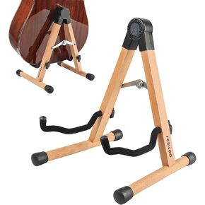 Wood Guitar Stand, A-Frame Folding Wooden Acoustic Electric Floor Guitar Stands with Padding, Stable Musical Instrument Foldable Support Holder, Universal for Ukulele, Bass, Cello, Violin, Banjo, Mandolin in Kuwait
